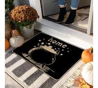 Paillasson chaudron d'Halloween, tapis d'entrée noir pour décoration saisonnière d'automne, imperméable, antidérapant, facile à nettoyer, 73,6 x 43,2 cm