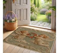 Paillasson chérubin de printemps - Paillasson vintage avec anges pour entrée extérieure et intérieure - Décoration rustique, caoutchouc imperméable, antidérapant, absorbant la poussière, facile à
