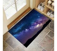 Paillasson Ciel Nocturne La Voie Lactée avec Envers en Caoutchouc Antidérapant Naturel, pour Entrée Extérieure, Intérieur Antidérapant, 50 X 80 Cm Thème Ciel Étoilédoux Lavable en Machine Bleu-Violet