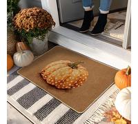 Paillasson citrouille d'automne - Paillasson orange à pois pour intérieur et extérieur, décoration d'automne, en caoutchouc imperméable, antidérapant, facile à nettoyer, 73,6 x 43,2 cm