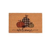 Paillasson Coco Automne, Welcome Citrouille Carreaux Vichy Antidérapant Coco Naturel Tapis Porte Entrée Extérieure Exterieur Tapis Caoutchouc Récolte Automne Thankgiving Deco Décorations