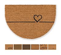 Paillasson Coco Coeur Lignes Demi-Rond - Chemin de propreté 40x60 cm - Paillasson Intérieur - Coco Antibactérien - Matériau Naturel