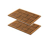 Paillasson Coco Grille Design - Chemin de propreté 40x60 cm Lot de 2 - Tapis de Porte Intérieur - Tapis d'entrée - Tapis de Coco avec Caoutchouc