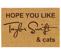 Paillasson Coco « Hope You Like Taylor Swift & Cats » – Tapis Antidérapant Drôle pour Fans de Musique et Chats