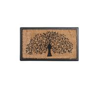 Paillasson Coco/Latex Motif Arbre - Aubry-Gaspard - Rectangulaire - Beige - Noir - Fibres naturelles