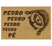 Paillasson Coco "PEDRO PEDRO PEDRO PE" – Tapis d’Entrée Antidérapant avec Raton Laveur, Humour et Fibre Naturelle