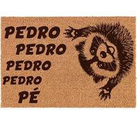 Paillasson Coco "PEDRO PEDRO PEDRO PE" – Tapis d’Entrée Antidérapant avec Raton Laveur, Humour et Fibre Naturelle
