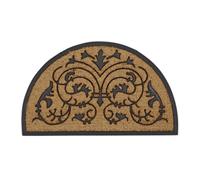Relaxdays 10016711 Paillasson fibre de coco demi-lune 100 x 60 cm ornements, marron