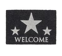 Paillasson Coco Welcome étoile Argent 40x60 cm d'entrée antibactérien - paillasson Coco avec Dos en Vinyle - matériau Naturel - 100% Coco