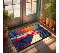Paillasson coloré mains sur touches de piano : un moment musical vibrant pour chaussures par Door Man Cave Accessories (50 x 80 cm)