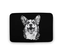 Paillasson Corgi Aquarelle Noir Et Blanc Tapis De Bain Antidérapant Tapis De Douche Lavable en Machine Paillasson Intérieur pour Extérieur Chambre Porte 40X60Cm