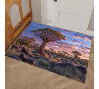 Paillasson Coucher De Soleil Prairie Arbre À Carquois 80 x 120 cm, Lavable D'intérieur, à Poils Courts, Tapis Paysages Naturels, Pliable Antidérapant, Idéal Pour Porte D'entrée Cuisine Patio