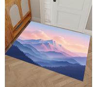 Paillasson Coucher De Soleil Rose Montagnes Lavable Pour L'intérieur - Poils Courts - Paysages Naturels De Rêve - 45 x 75 cm - Pliable - Antidérapant - Pour Porte D'entrée, Cuisine, Patio, Couloir