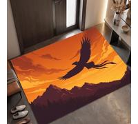 Paillasson Coucher De Soleil Sur La Montagne pour une Entrée Propre toute l’Année, 40 x 60 cm | Tapis de Porte Aigle Planant, Retient Poussière, Humidité et Saletés, Antidérapant et Facile à Nettoyer