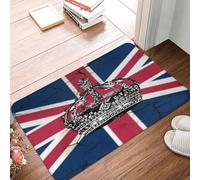 Paillasson Couronne Drapeau Britannique Vintage Dark Academia Douces Tapis De Bain Résistant Paillasson D'Intérieur pour Maison Patio Bureau 60X40Cm