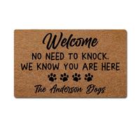 Paillasson Custom Funny Pet Dog Lover Doormat Personalized No Need to Knock Paillassons Absorbant Tapis De Porte Facile À Nettoyer Tapis D'Entrée pour Balcon Exterieur Couloir 40X60 Cm