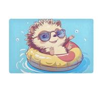 Paillasson Cute Hedgehog Swimming Tapis D'Entrée Résistant Paillasson Interieur Absorbant Paillassons Interieur pour Cour Exterieur Jardin 40X60 Cm