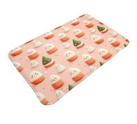 Paillasson Cute Rice Ball Print Paillasson Interieur Lavable en Machine Tapis D'Entrée Résistant Paillassons pour Couloir Jardin Exterieur 40X60 Cm