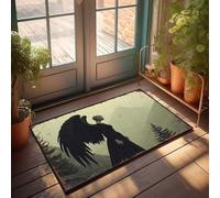 Paillasson d'automne avec ailes silencieuses : une figurine mystérieuse dans un paysage brumeux, paillasson pour chaussures par Door Man Cave Accessories (40 x 60 cm)