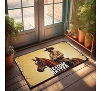 Paillasson d'automne en plein air Ride Into The Sunset Readuse Rhytm'S Western Adventure Paillasson d'hiver Tapis de bienvenue pour porche (40 x 60 cm)