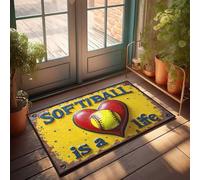 Paillasson d'automne Softball : The Heart Of My Life Paillasson d'hiver pour porche (50 x 80 cm)