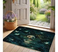 Paillasson de bassin en bambou vert pour une utilisation en extérieur et en intérieur, motif animaux aquarelle pour décoration toute l'année, caoutchouc antidérapant, facile à nettoyer, 73,7 x 43,2 cm