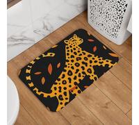 Paillasson de bienvenue - 40,6 x 61 cm - Antidérapant - Absorbant - Doux - Lavable - Motif animal africain abstrait - Léopard - Pour décoration élégante de cuisine, chambre à coucher, salle de bain
