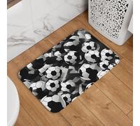 Paillasson de bienvenue 40,6 x 61 cm, antidérapant, absorbant, doux, lavable, motif ballon de football noir et blanc, pour décoration élégante de cuisine, chambre à coucher, salle de bain