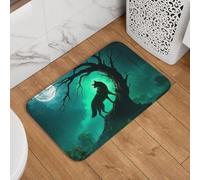 Paillasson de bienvenue 40,6 x 61 cm, antidérapant, absorbant, doux, lavable, motif loup, brume magique, arbre magique pour décoration élégante de cuisine, chambre à coucher, salle de bain