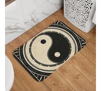 Paillasson de bienvenue 40,6 x 61 cm, antidérapant, absorbant, doux, lavable, motif yin yang, symbole oriental vintage, beige magique pour décoration élégante de cuisine, chambre à coucher, salle de