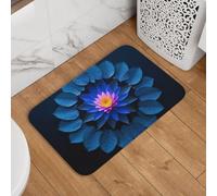 Paillasson de bienvenue 40,6 x 61 cm, antidérapant, absorbant, doux, lavable, tapis de sol motif nénuphar mandala, peinture dans un étang sombre, pour décoration élégante de cuisine, chambre à coucher