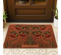 Paillasson de bienvenue à fleurs, botanique vintage feuille de printemps terre cuite caoutchouc antidérapant décoratif pour entrée, porche, salle de bain, bureau, 73,6 x 43,2 cm