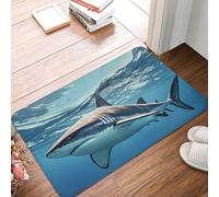 Paillasson de bienvenue à profil bas, antidérapant, lavable, motif océan, animaux marins, requins, tapis de sol, tapis de salle de bain, paillasson d'intérieur et d'extérieur, pour couloir, maison
