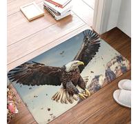 Paillasson de bienvenue à profil bas - Antidérapant - Lavable - Un aigle vole au-dessus - Tapis de sol - Tapis de salle de bain - Paillasson d'intérieur et d'extérieur pour couloir, maison, bureau