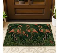 Paillasson de bienvenue avec oiseaux tropicaux, nature, fleur, feuille d'été, vert, en caoutchouc antidérapant, décoration extérieure pour porte d'entrée, terrasse, 73,6 x 43,2 cm