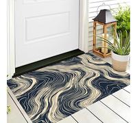 Paillasson De Bienvenue Bleu Lignes Tourbillonnantes,Tapis De Salle De Bain Porte D'Entrée,l'art Wabi-Sabi Intérieur Décoratif Tapis De Sol,pour Porte Avant Et Arrière,Garage 70X100Cm