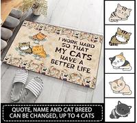 Paillasson De Bienvenue Confortable Tapis De Bain Résister À La Saleté Tapis De Porte pour Intérieur Bain Salon 40X60Cm Je Travaille Dur pour Que Mes Chats Aient Une Vie Meilleure