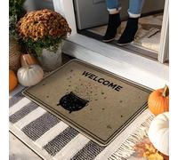 Paillasson de bienvenue d'Halloween, chaudron beige, pour décoration intérieure et extérieure, en caoutchouc antidérapant, absorbant la poussière, facile à nettoyer, 73,6 x 43,2 cm