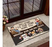 Paillasson De Bienvenue Doux Paillasson D'Entree Antidérapant Tapis De Bain pour Bain Intérieur Salon 40X60Cm Tu Ferais Mieux D'Échanger du Vin Et des Friandises Contre Un Chien Qui Entre