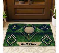 Paillasson de bienvenue en forme de balle de golf, motif drapeau des clubs de golf, vert, antidérapant, décoration pour porche, salle de bain, bureau, 73,6 x 43,2 cm