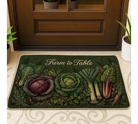 Paillasson de bienvenue en forme de chou, style rustique, poireau, betterave, vert, lavable, profil bas, décoration d'entrée pour porche, salle de bain, bureau, 73,6 x 43,2 cm