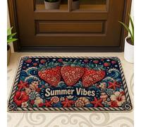 Paillasson de bienvenue en forme de fraise, étoile de mer côtière, coquillage d'été, tapis d'entrée antidérapant en caoutchouc rouge pour maison, bureau, extérieur, intérieur, entrée, décoration, 73,6