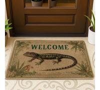 Paillasson de bienvenue en forme de lézard naturel, reptile vert, pour entrée extérieure et intérieure, décoration tropicale, caoutchouc antidérapant, piège à poussière, entretien facile, 73,6 x 43,2