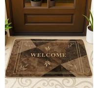 Paillasson de bienvenue, moderne et rustique, cadre en feuille, sans caoutchouc marron, paillasson décoratif antidérapant pour maison, intérieur, extérieur, entrée, porche, décoration, 73,6 x 43,2 cm