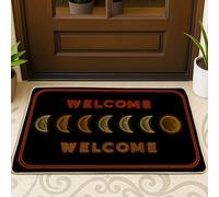 Paillasson de bienvenue Moon Phase - Noir - Motif lunaire pour extérieur et intérieur - Tapis de sol en caoutchouc antidérapant - Lavable - Choix parfait pour toutes les saisons - 73,7 x 43,2 cm