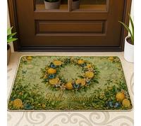 Paillasson de bienvenue, motif floral, citron, papillon, été, vert, en caoutchouc antidérapant, pour sol, décoration d'intérieur, entrée, porche, balcon, 73,6 x 43,2 cm