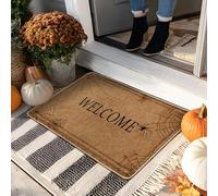 Paillasson de bienvenue, motif toiles d'araignée beige pour extérieur et intérieur, décoration d'automne, tapis de sol antidérapant résistant à la poussière, entretien facile, 73,6 x 43,2 cm