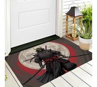 Paillasson De Bienvenue Porte D'Entrée,Intérieur/Extérieur,Noir Et Blanc Guerrier De La Pleine Lune Caractères Japonais,Petit Tapis De Salle De Bain,Antidérapant,Pour Cuisine Couloir,50X80Cm