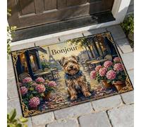 Paillasson de bienvenue pour chien, fleurs artistiques charmantes de Paris, printemps, marron, antidérapant, décoration d'entrée pour porche, salle de bain, bureau, 73,6 x 43,2 cm