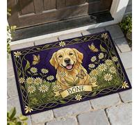 Paillasson de bienvenue pour chien, nature fantaisie, papillon, fleur, jaune, antidérapant, attrape la saleté, tapis d'entrée pour entrée, extérieur, porche, balcon - 73,6 x 43,2 cm